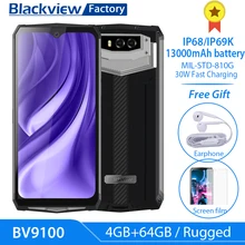 Blackview BV9100 Android 9,0 телефон 13000 мАч батарея 30 Вт Быстрая зарядка 6," экран смартфон MT6765 Восьмиядерный IP68 прочный 4 Гб+ 64 ГБ