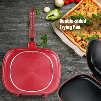 

28/32cm Double Side Grill Fry Pan Cookware Aluminum Accessories Double Cooking Pan Pan Face Kitchen Steak Fry Tool