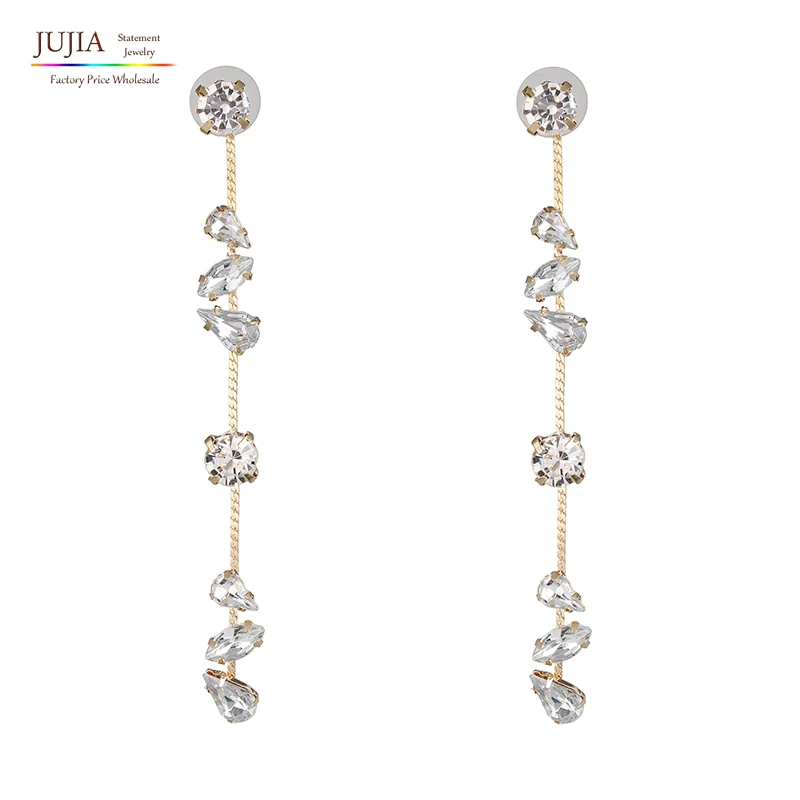 

JUJIA ZA New Dissymmetry Crystal Earrings For Women Fashion Enamel Dangle Statement Earrings 2019 New Accessories