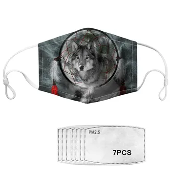 

Wolf Pattern Men Face Mask Reusable Protective Covers Mouths For Women Anti Dust Safety Face Shield Running Mask Cubre Boca