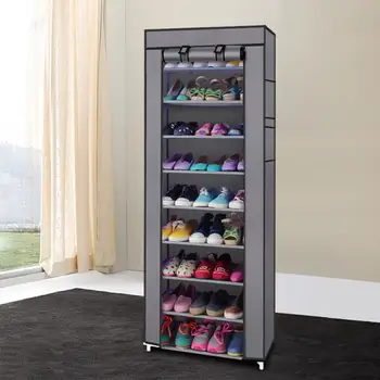 

10-layer 9-layer Non-woven Shoe Cabinet Gray A Concise Compact And Nice-looking Shoe Rack