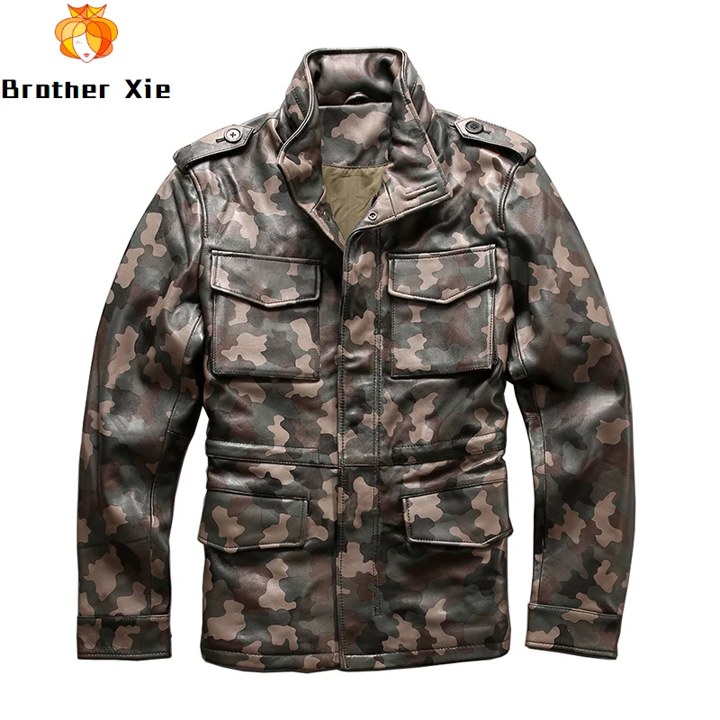 

Genuine Sheep Leather Jacket Men 2020 New Real Camouflage Real Sheepskin Jacket for Motorcycle Biker Windbreaker Coat for Male