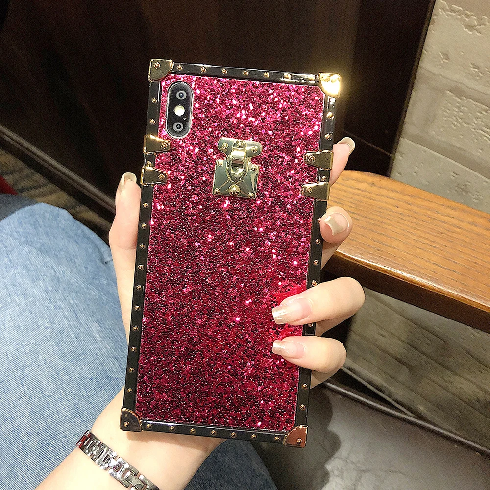 Роскошный квадратный чехол для Redmi 7 Mi9 Note7 Note9 Обложка блестящий однотонный с