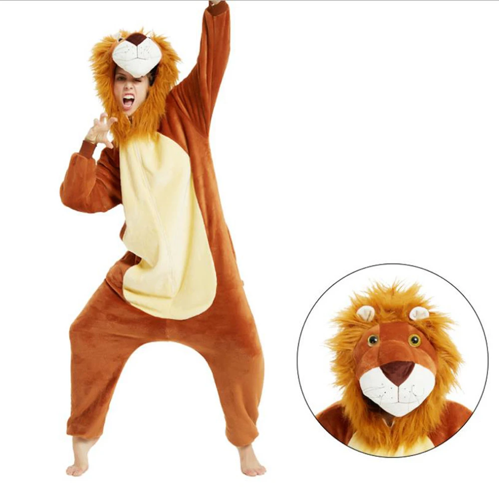 Repetido grado Vegetales Pijama Kigurumi de Animal León para hombre, ropa de dormir de unicornio  para Adulto, pijama de casa, mono de una pieza con capucha| | - AliExpress