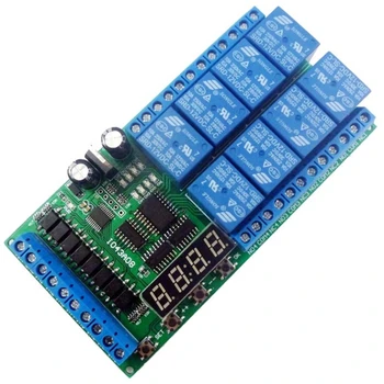 

Dc12V 8 Channels Multifunction Timer Delay Relay Board Time Switch Timing Loop Interlock Self-Locking Momentary Bistable