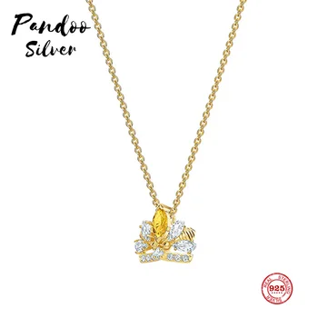 

Fashion Charm Sterling Silver Original 1:1 Copy, Fresh and Elegant Tone Crown Fashion Joker Necklace Women Luxury Jewelry Gifts