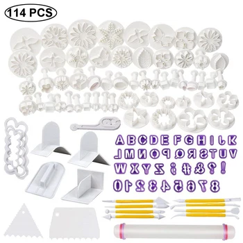 

114Pcs/Set DIY Baking Tools Spatula Letter Mold Fake Rose Set Fondant Cakes