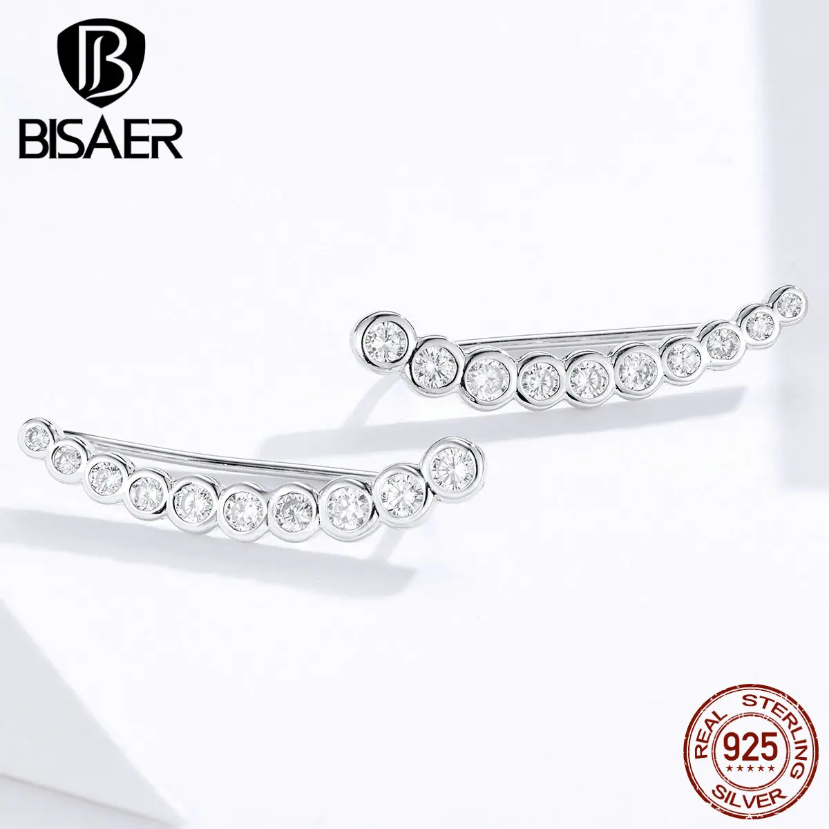 BISAER подлинные 925 пробы серебряные составной Круглый Круг женские серьги-гвоздики для женщин модные серебряные ювелирные изделия ECE709