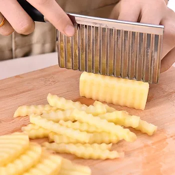 

Potato Wavy Edged Knife Stainless Steel Kitchen Gadget Vegetable Fruit Cutting Tool Kitchen Accessories French Fries Machine