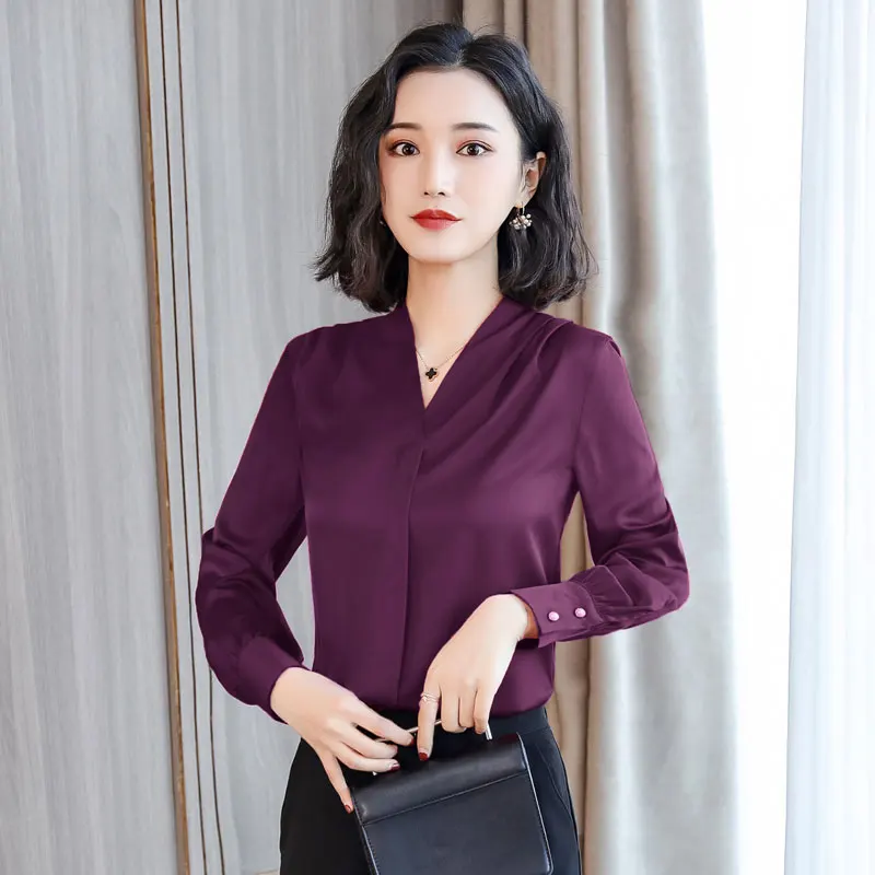  Fashion Autumn Women Silk Shirts Woman Satin Blouses Shirt Blusas Mujer De Moda Women Shirts Woman 