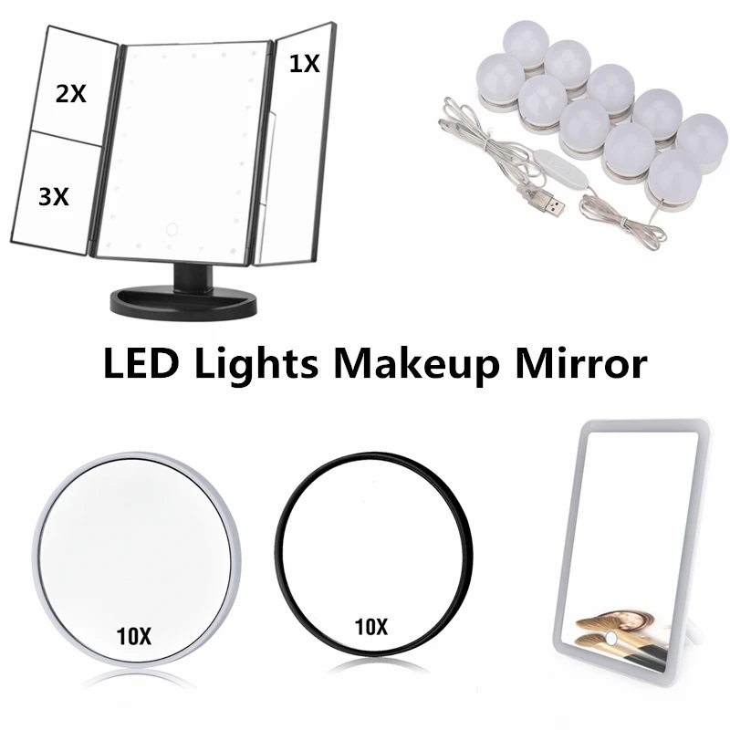 

22 LED Lights Makeup Mirror Touch Screen with 10/3/2X Magnifying Vanity Mirror Rotatable Folding Design Bath Table Mirror