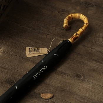 

OLYCAT Bamboo Umbrella Rain 8K Windproof Semi Automatic Long Handle Umbrellas Men Women Brand Pongee Cloth Parasol Paraguas