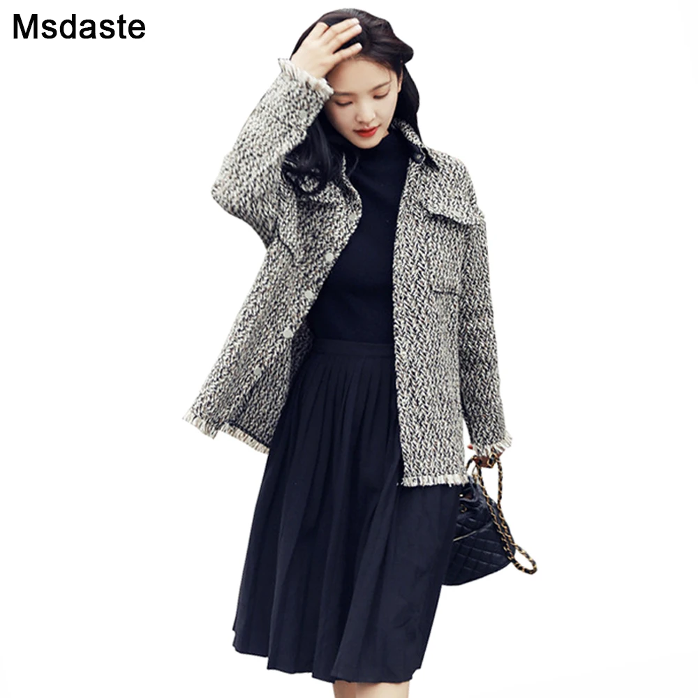 

Autumn Jackets For Women Vintage Jacket Coat Office Lady Elegant Outerwear Tops High Quality Tassel Tweed Ladies Coats Outer