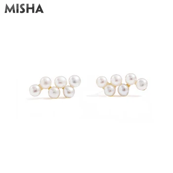 

MISHA Novelty Stud Earrings For Women Handmade Natural Pearl Earrings Charms Jewelry For Girls Ladies 2212