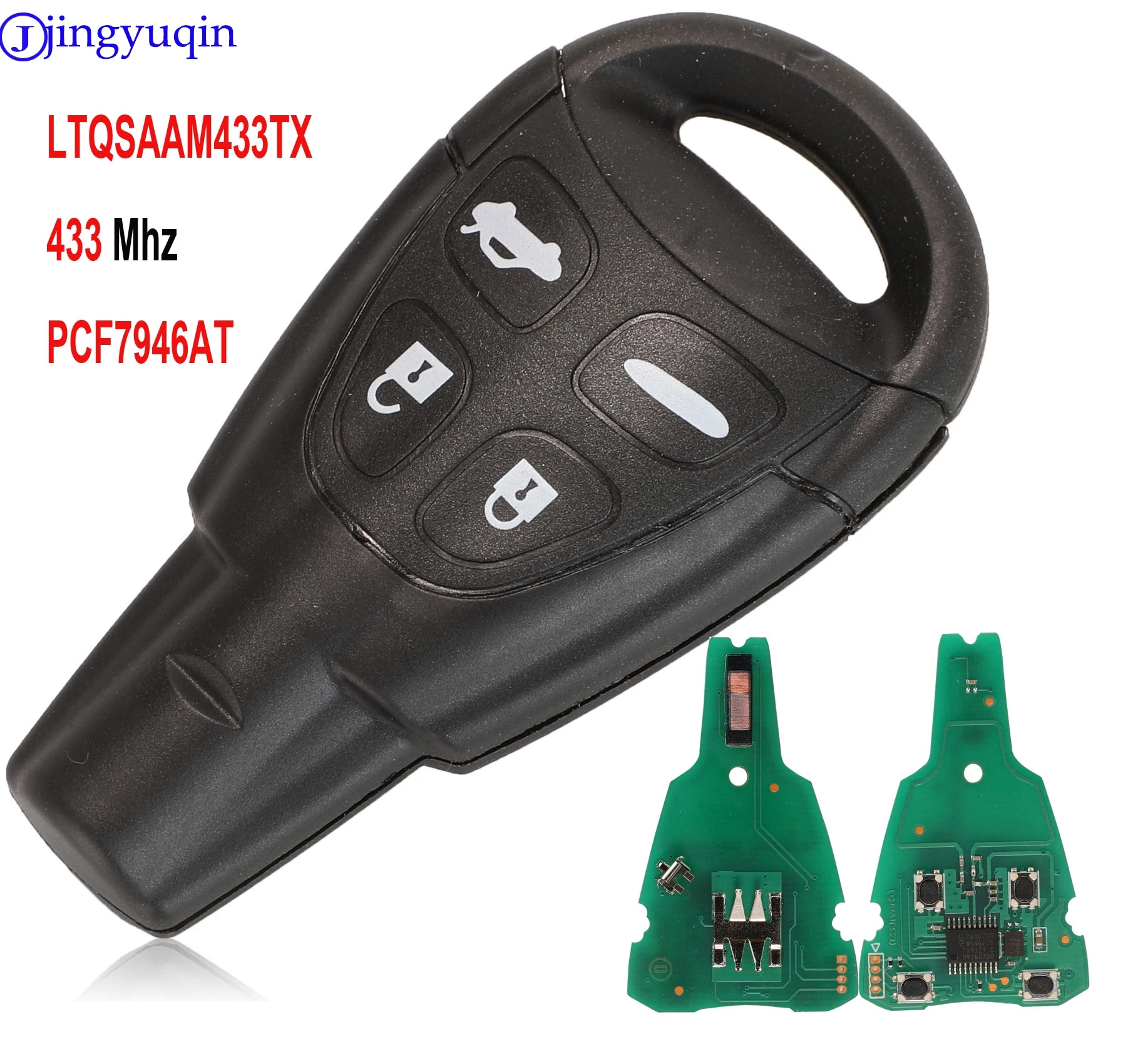 JINGYUQIN REMOTE KEY FOB 433MHZ PCF7946AT FOR SAAB 9-3 9-5 2003-2010 LTQSAAM433TX REPLACEMENT REFIT CAR REMOTE KEY