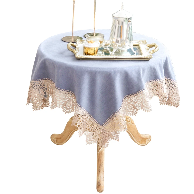 

square/round solid color thick chenille tablecloth lace table cloth towel coffee tea cover bedside cabinet cover dust proof