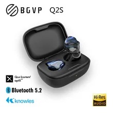Bgvp q2s tws qcc3040 qualcomm knowles 3d alta fidelidade música personalizado sem fio bluetooth 5.2 fone de ouvido sem fio esportes binaural fones