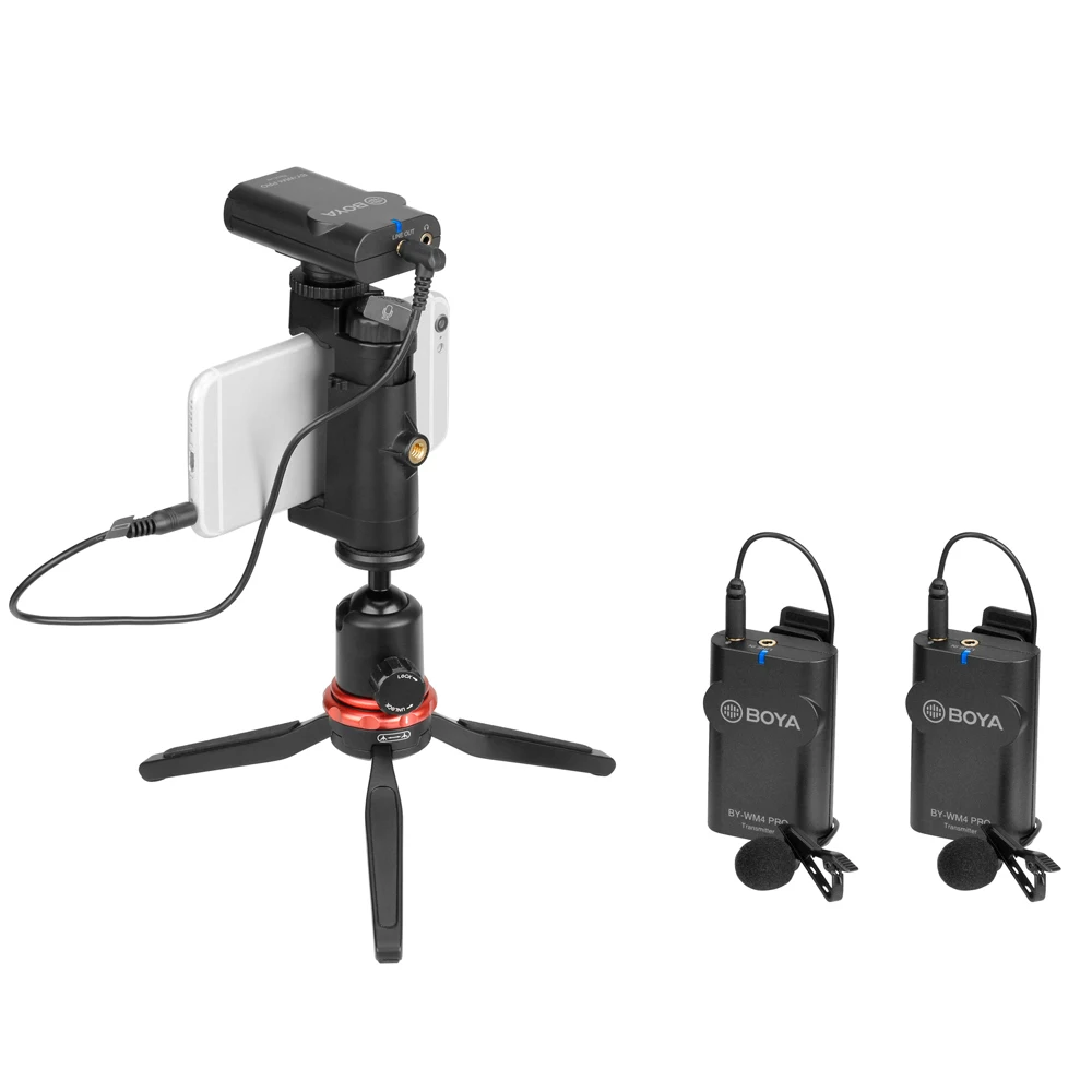 BOYA BY-WM4 Pro K2 двухканальный цифровой 2,4G беспроводной микрофон система для iPhone Android смартфон Canon Nikon DSLR камера ПК