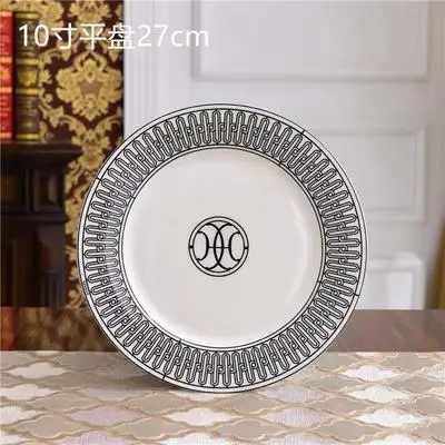Высококачественная костяная Китайская Красная кофейная чашка керамическая чайная черная чайная чашка блюдо животное столовый набор свадьба и подарки на новоселье - Color: 10 inch plate