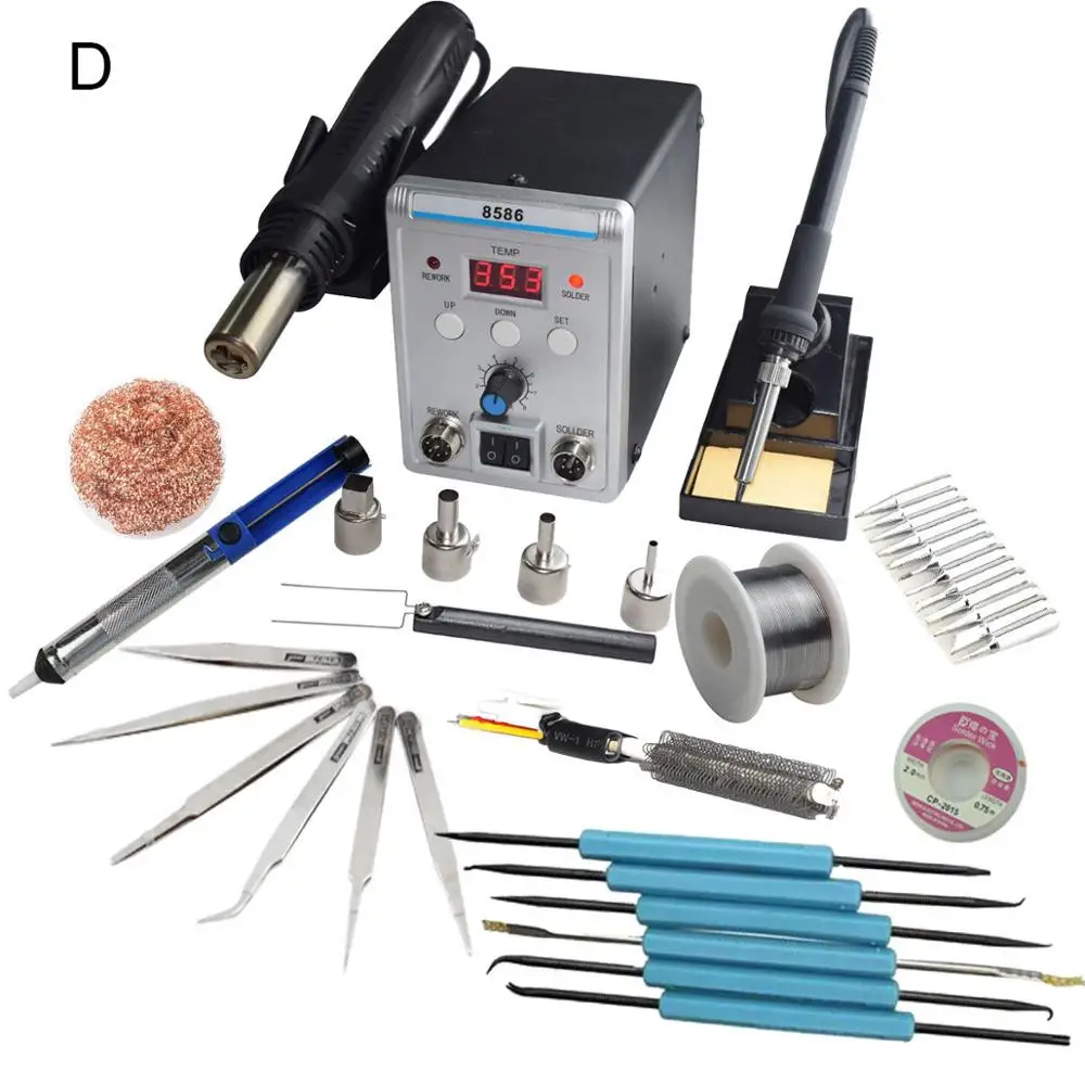 محطة لحام SMD خالية من الرصاص LED الرقمية لحام الحديد الساخن مسدس هواء Blowser Eruntop 8586-في محطات لحام من أدوات على