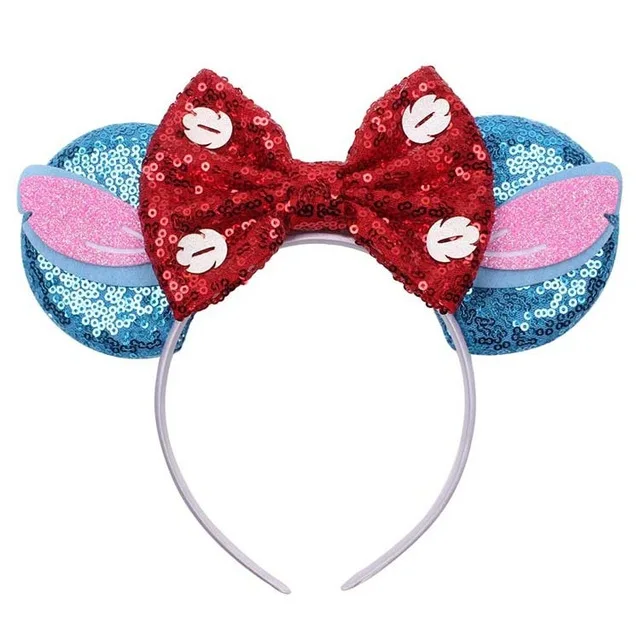 Disney Mickey Stitch Frozen Ears Headband Sequins Hair Bows Charactor For Women Festival Hairband Girls Hair Accessories Party color6