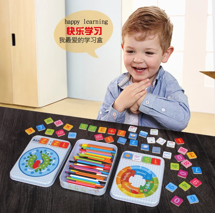 

Wooden Kindergarten Educational Force 3-6-Year-Old Children Arithmetic Kids Iron Box Counting Sticks Early Education Computing +