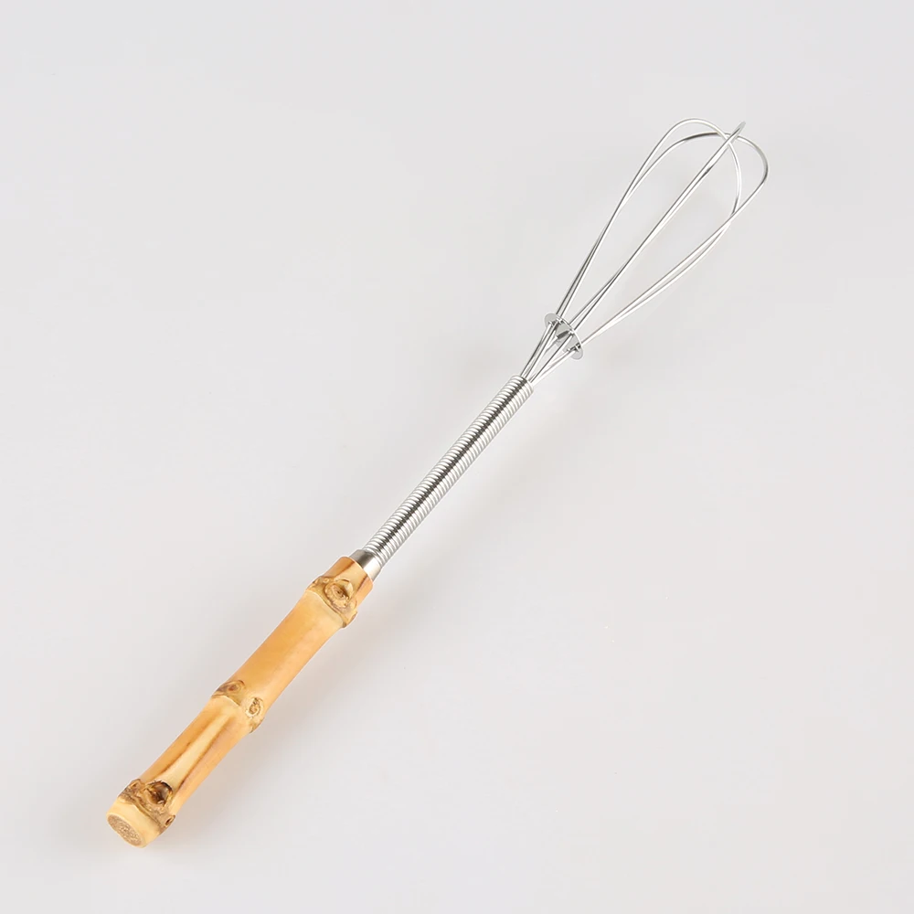 Small Stainless Steel Bamboo Root Whisk Household Restaurant Kitchenware Hand Egg Beater Blender