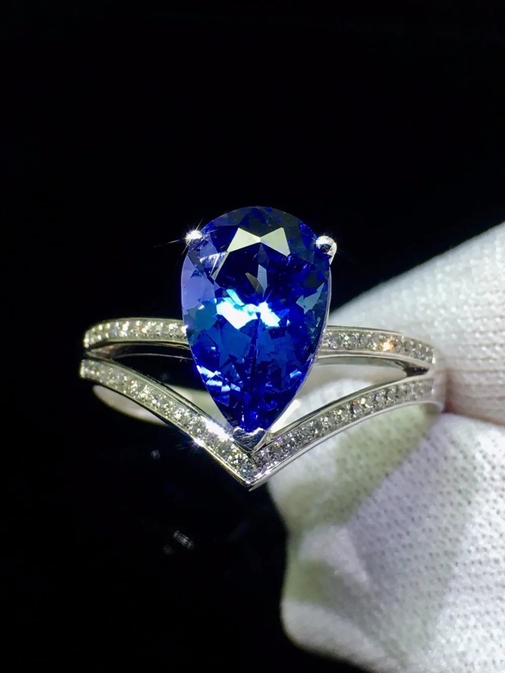 Finr ювелирные изделия 18 к белое золото натуральный танзанийский происхождения синий танзанит драгоценный камень 2.3ct женское кольцо для женщин 'Изысканные кольца