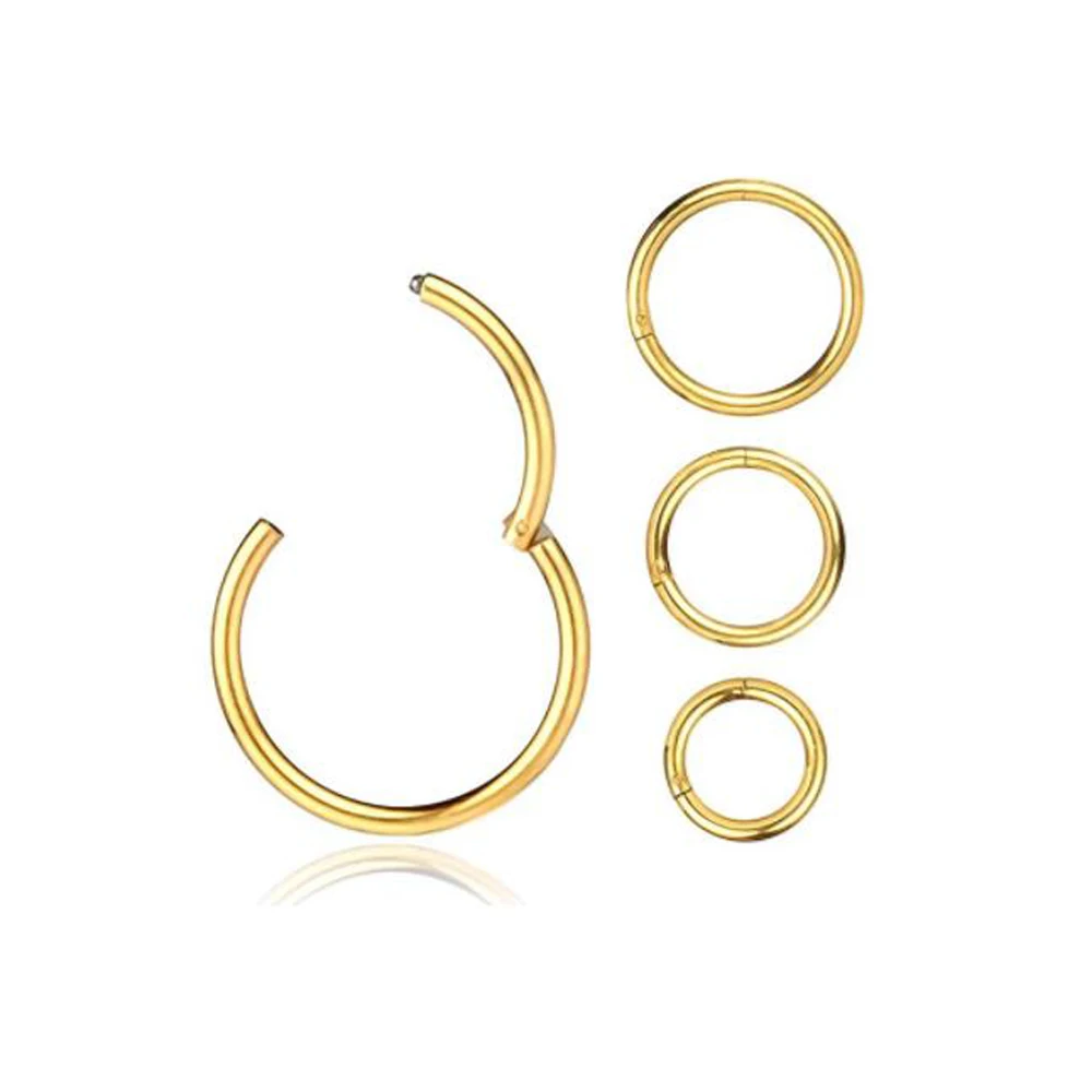 16g 18g Hinged Septum Clicker Segment Nose Ring Lip Ear Cartilage Ear Helix Body Piercing Jewelry Surgical Steel Ring Hoop