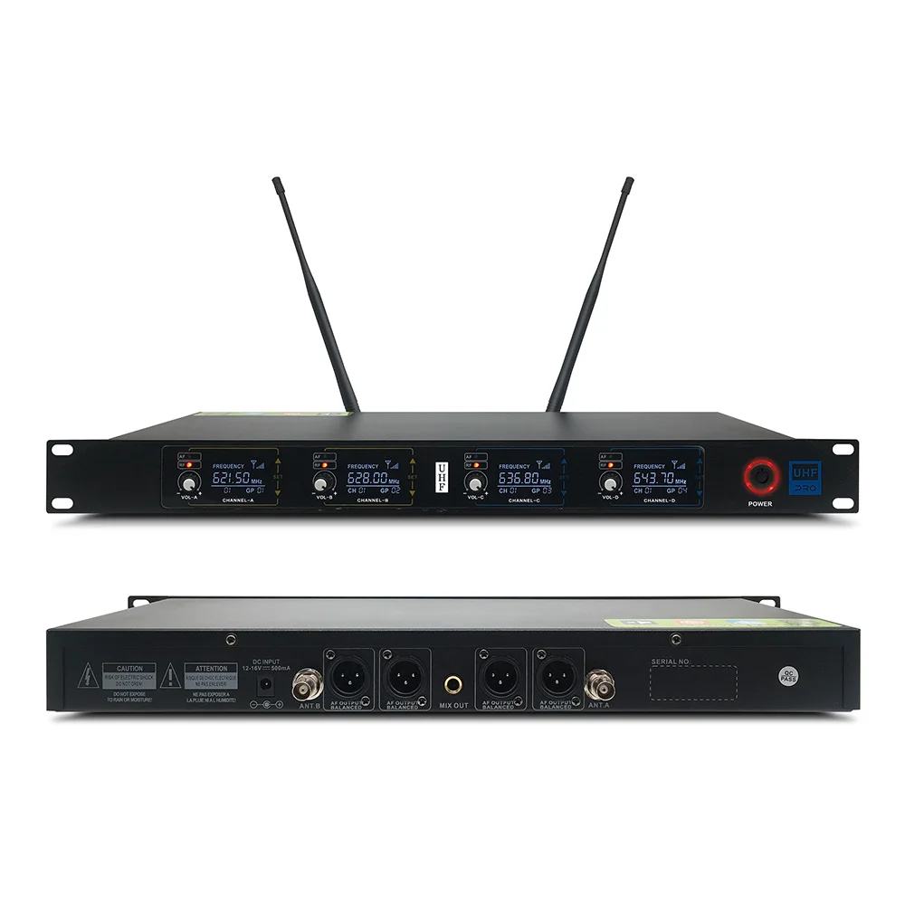 Orban4-канальная UHF Беспроводная микрофонная система с 4 головными устройствами для сценических церковей для семейных встреч