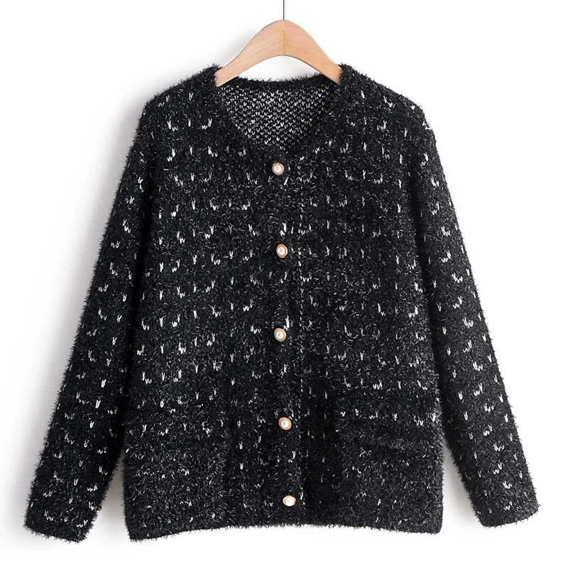 

RR V Neck Sweaters Women Fashion Short Cardigan Sweater Women Elegant Single Breasted Sweaters Female Ladies HAB