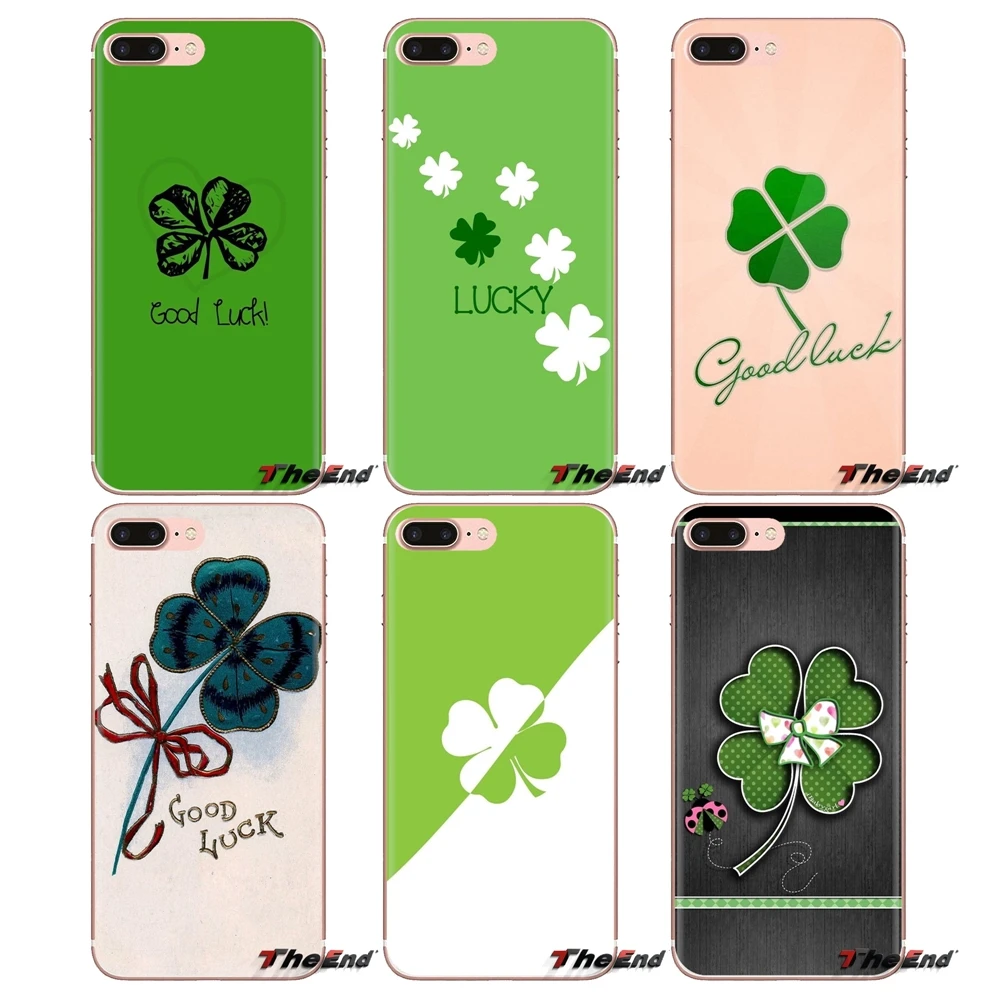 lucky Four Leaf Clover Transparent Soft Cases Covers For Samsung Galaxy S3 S4 S5 Mini S6 S7 Edge S8 S9 S10 Plus Note 3 4 5 8 9 |