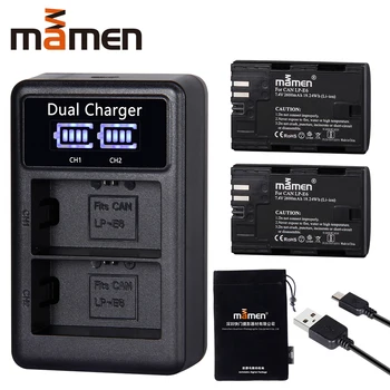 

2600mAh LP E6 LP-E6 LPE6 Digital Camera Battery +USB LCD Dual Charger for Canon Mark II Mark III 6D 7D 60D 60Da 70D 80D 5DS 5D