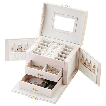 

Multi function storage box leather jewelry manager multi layer jewelry display jewelry display CY51618