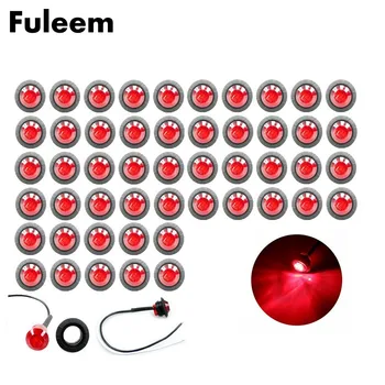

Fuleem 50PCS 3led Red 3/4 Inch Mini Led Marker Clearance Light side marker lights 12V Waterproof