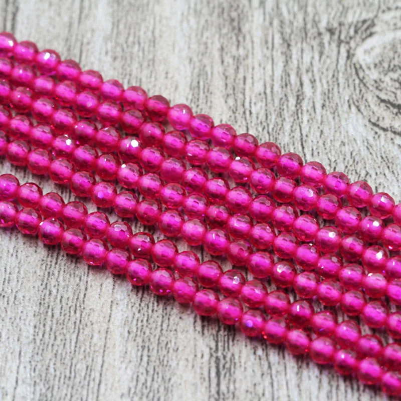 Natural Red Corundum Stone Beads Fashion High Quality Faceted Round Crystal Beads 2 3mm Red Shining Stone For Jewelry Making