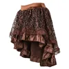 Women Gothic Floral Lace Ruffled Skirt Asymmetrical High Low Skirt Steampunk Pirate Skirts Halloween Costumes Plus Size 3