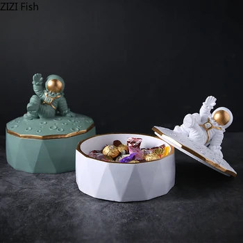 

Astronaut Resin Storage Box Creativity Desktop Decoration Jewelry Cosmetic Storage Box Home Kitchen Food Storage Container