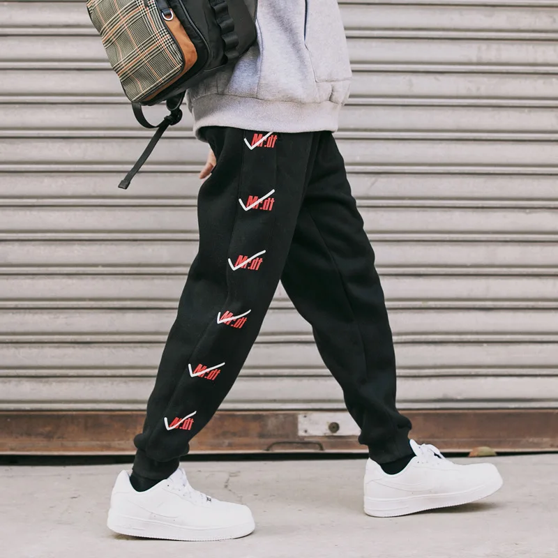 

City Where the Product Winter New Style Unilateral mrdt Printing plus Velvet Casual Athletic Pants Lace-up Ankle Banded Pants Te