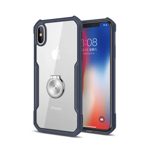 Blue-with ring XUNDD Роскошный прозрачный чехол для iPhone Xs чехол для MAX XR, противоударный полный защитный чехол для iPhone 7/7 plus 8 8plus Xs X чехол в виде ракушки - Цвет: Blue-with ring