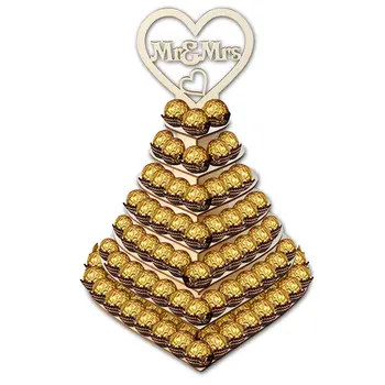 

7 Tier Heart Shape Mr & Mrs Wooden Chocolates Cupcake Holder Pyramid Tower DIY Wedding Party Display Stand Wedding Decoration