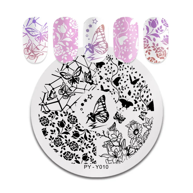 PICT YOU круглые пластины для штамповки ногтей французские наконечники из нержавеющей стали печать изображений штампы шаблоны DIY Дизайн ногтей Y001 - Цвет: PY-Y010