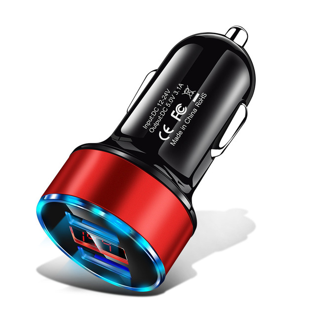 Charger 3.1A Quick Charge Dual USB Port LED Display Cigarette Lighter Phone Adapter for iPhone 12 11 8 Xiaomi redmi Sansung