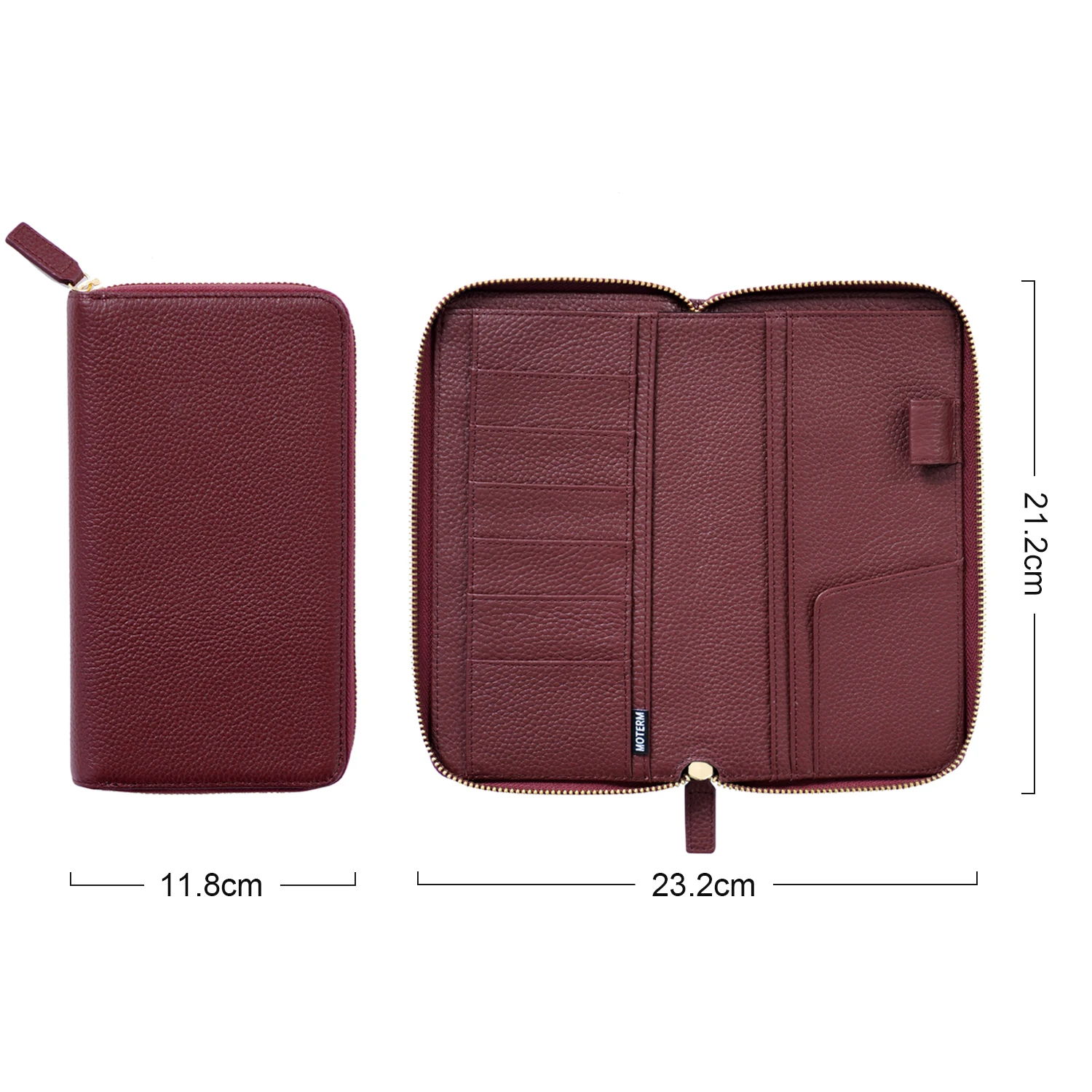 Moterm Genuine Pebbled Grain Leather A6 Zip Cover with Back Pocket Cowhide Planner  Zipper Organizer Agenda Journal Diary - AliExpress