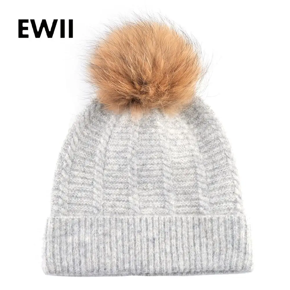 Fur pom pom for hats women winter caps girl knitted beanie women warm beanies cap ladies skullies casual pompom hat gorro