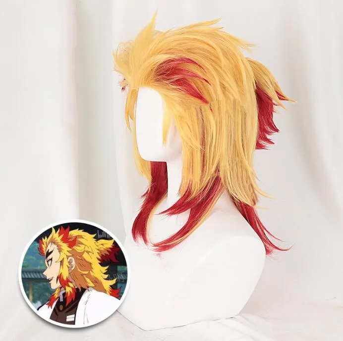 Anime Demon Slayer: Kimetsu no Yaiba Cosplay Rengoku Kyoujurou Costume Hair Gift Collection Drop Ship | Тематическая одежда и