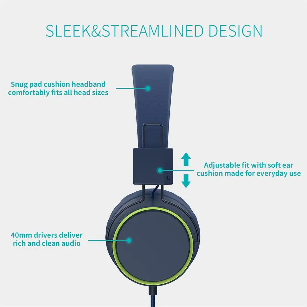 Kids Headphones Children Girls Boys Teens Foldable Adjustable On Ear Headphones 3 5mm Jack Compatible iPad Cellphones Computer