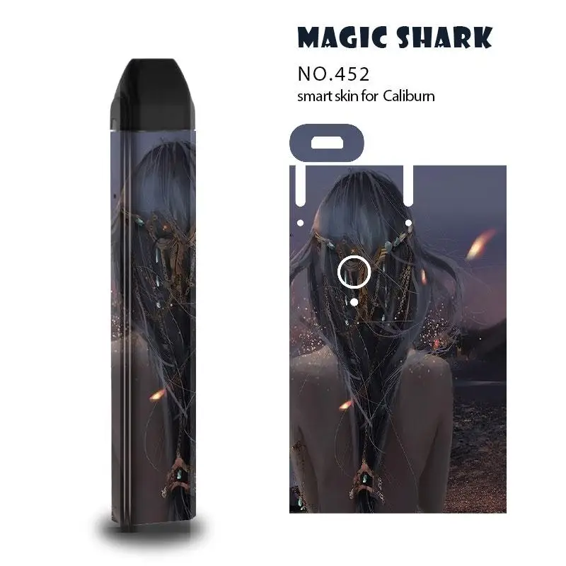 Magic Shark 2.5D стерео ПВХ Скелет крест Бог Статуя Свободы чехол самоклеящаяся пленка крышка для Uwell caliborn 443-456 - Цвет: 452