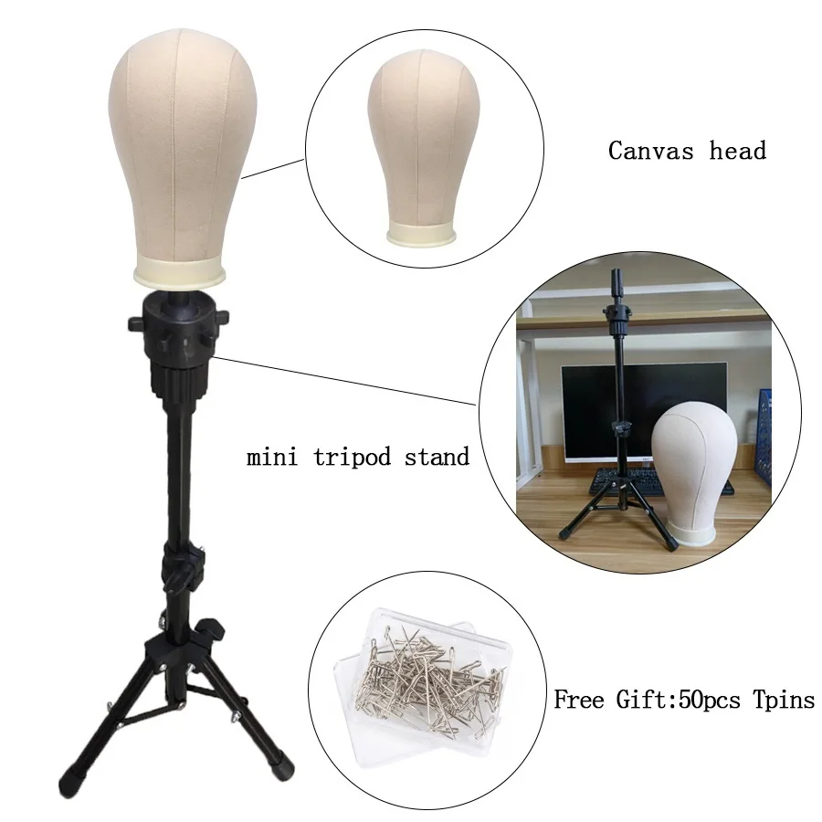 Alileader 21-25inch Block Mannequin head with stand adjustable tripod for Wig Making Training Head Holder Hair Extension Display