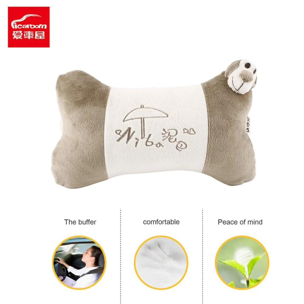 

iCaroom Car Headrest Lovely Bone Shape Pillow Comfortable Matching Color Head Cushion Soft Breathable Car Accessories NB-103KT